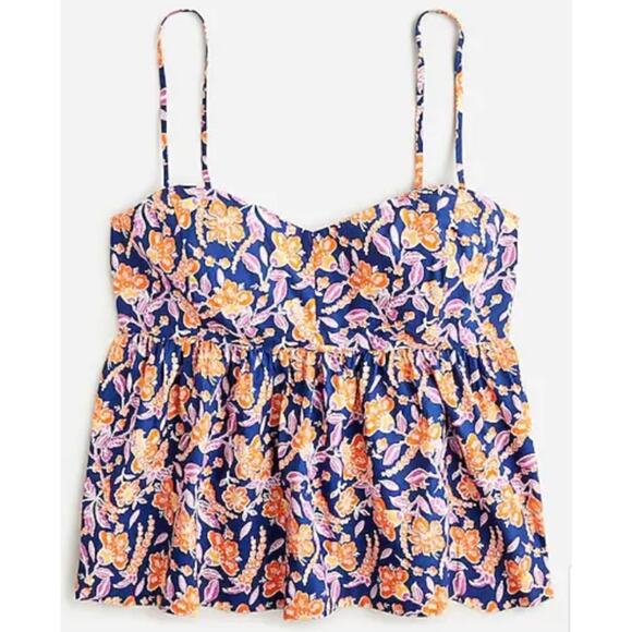J. Crew Flowy Cotton Poplin Camisole Women's Large Painted Block Print Flowy Top - Picture 10 of 10